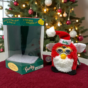 Vintage 1999 NEW Santa Furby Ltd Ed Blue Eyes Tiger Electronics Working VIDEO